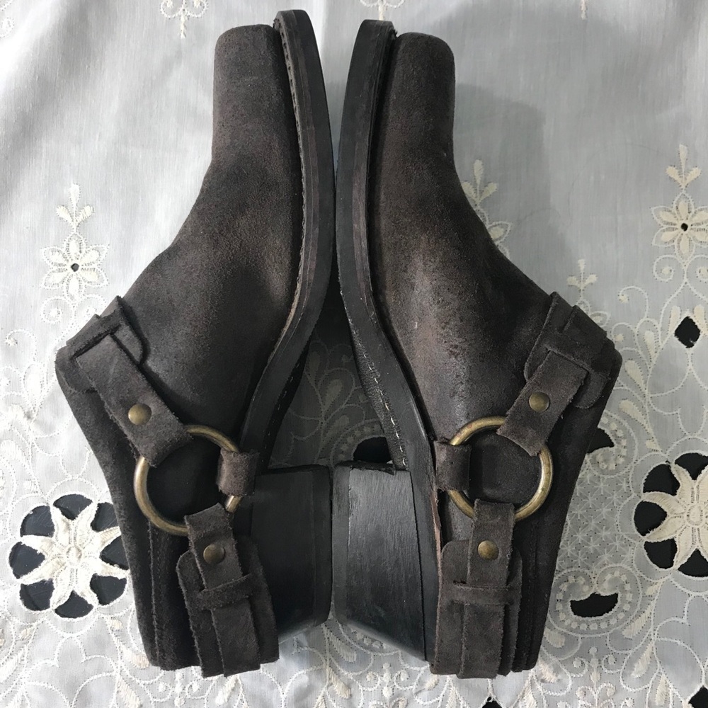 FRYE Women’s Harness Leather Suede Mules Size 9